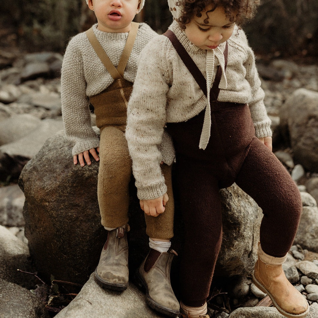 Silly Silas Unisex Teddy Warmy Footless Tights with Braces (Chocolate Brown)